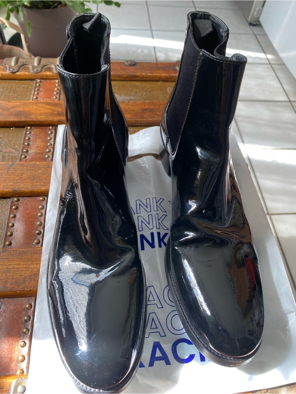 Prada Black Patent Chelsea Boots EUR 38